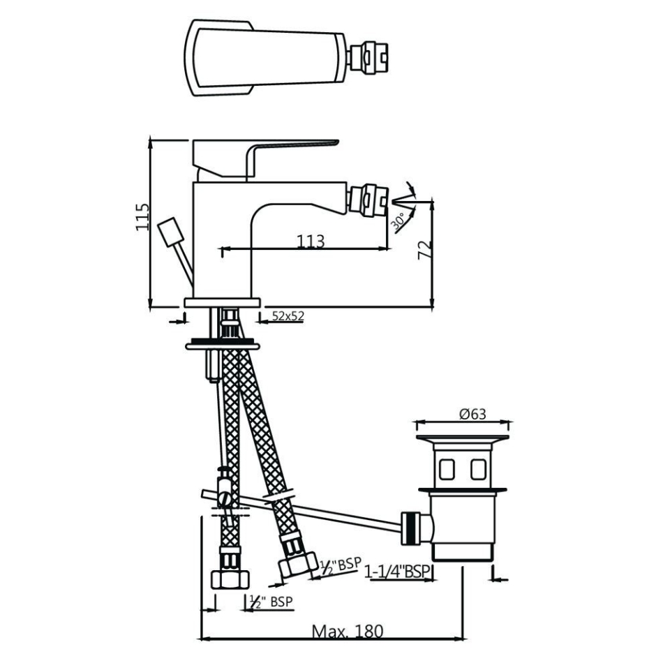 Picture of Single Lever Bidet Mixer with Popup Waste
