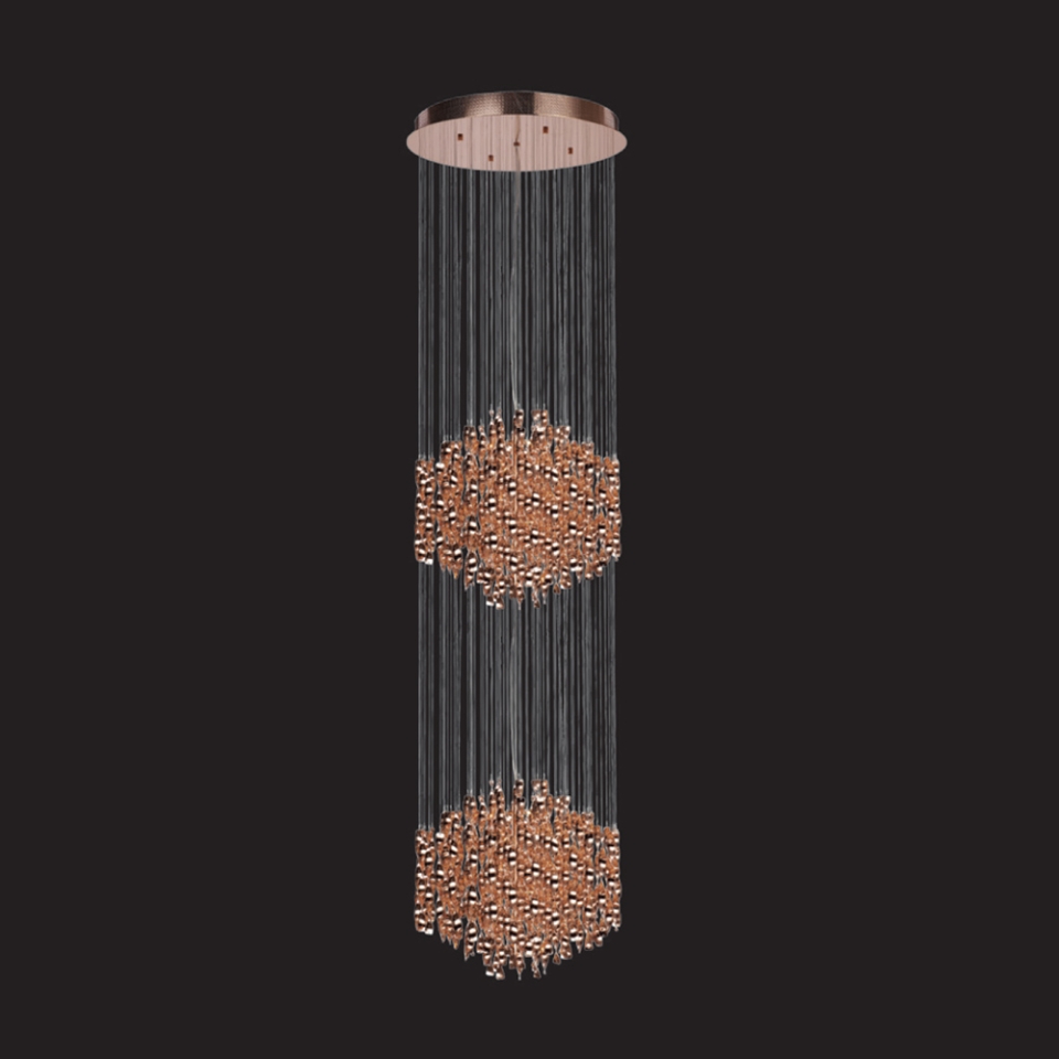 Picture of 2 Tier Metal string Ceiling Light - Rose Gold