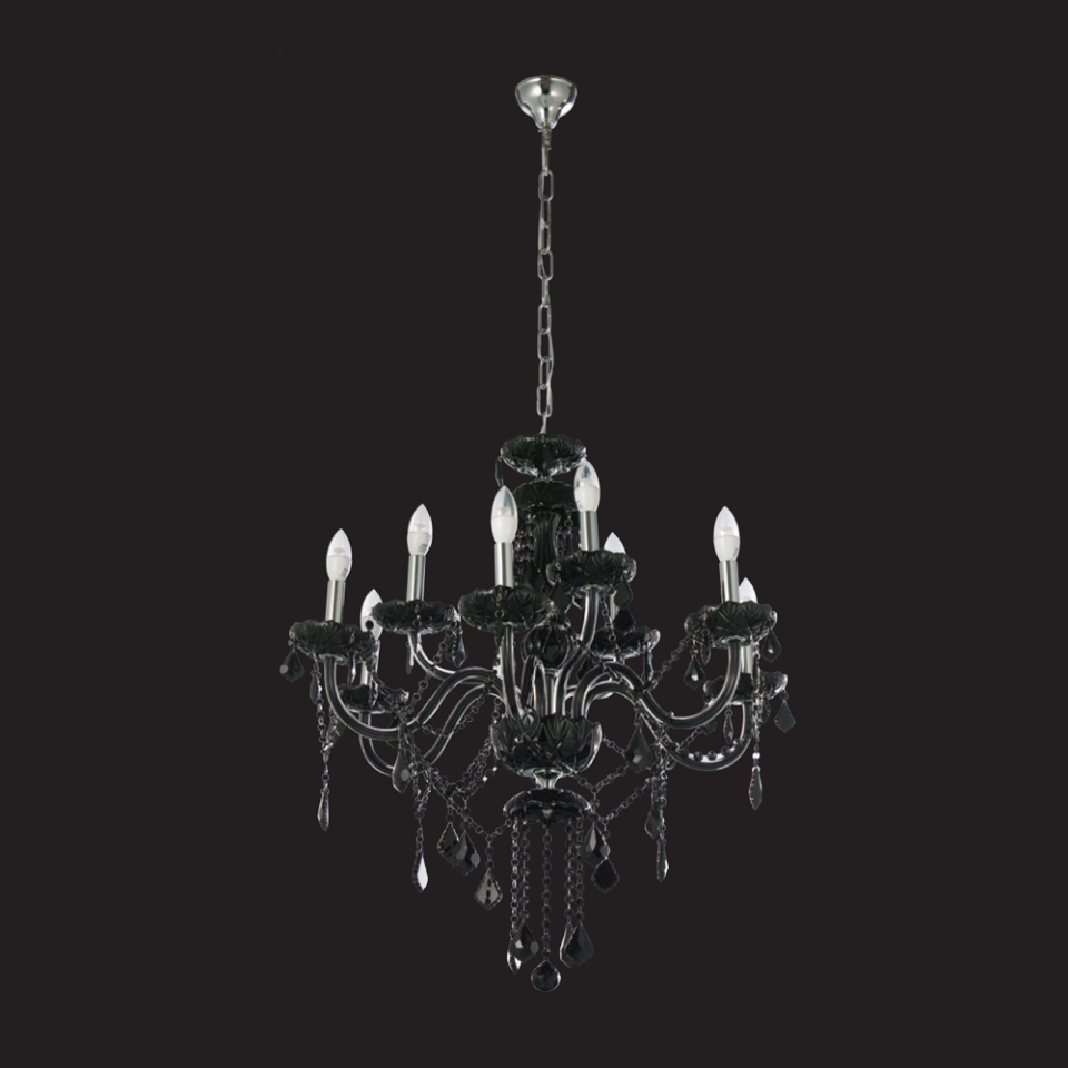 Picture of 6 LT Black Crystal Chandelier